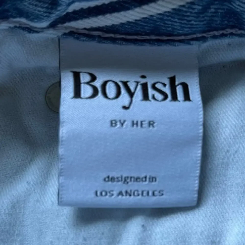 Boyish Corey Striped Denim Mini Skirt Raw Hem Sustainable Size 27